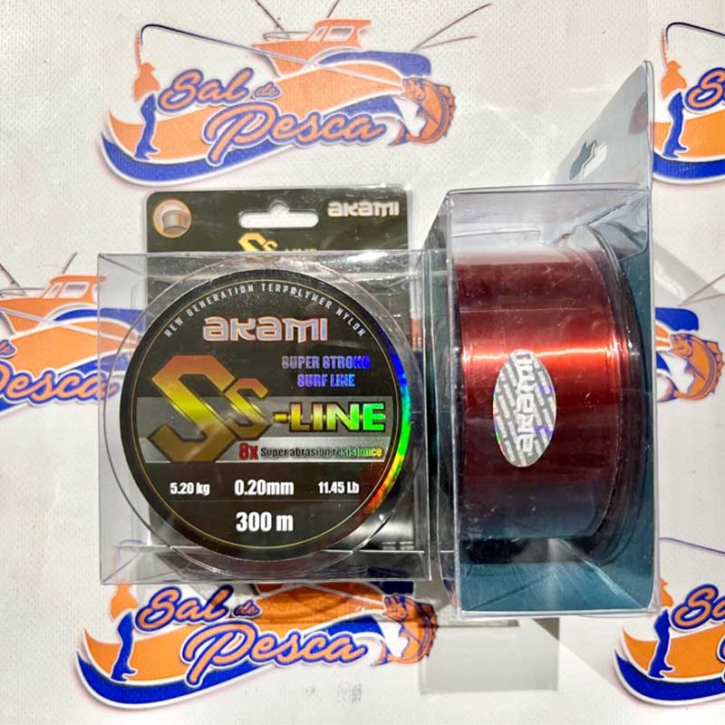 AKAMI SS Line Lenza Monofilo Super Strong Per Surfcasting – 0,35 Mm, 300 Mt, Rosso, Resistenza 14,20 Kg (31.30 Lbs)