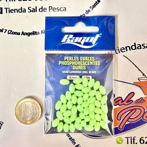 PERLAS OVALES BLANDAS RAGOT COLOR VERDE LUMINOSAS TALLA 5MM. 50 UNID.