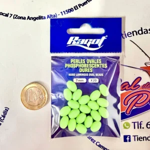 PERLAS OVALES BLANDAS RAGOT COLOR VERDE LUMINOSAS TALLA 7MM. 20 UNID.
