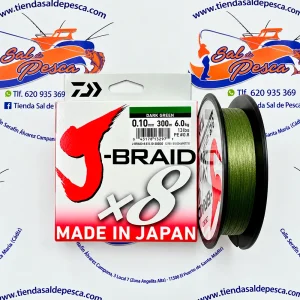 HILO TRENZADO DAIWA J-BRAID 8X 300MT. 0,10MM. COLOR VERDE