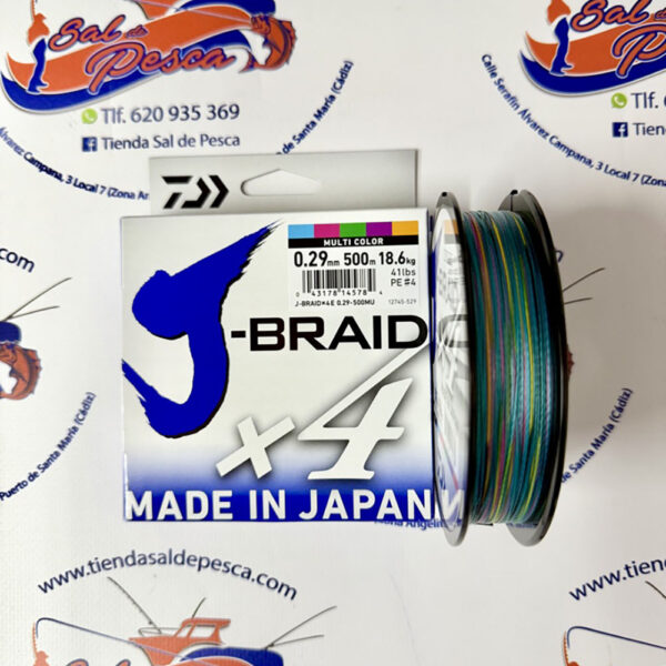 HILO TRENZADO DAIWA JAPAN J-BRAID 4X 0,29MM. MULTICOLOR 500MT.