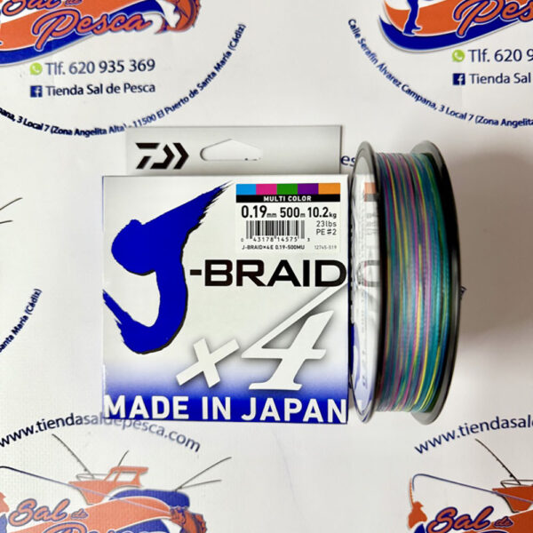 HILO TRENZADO DAIWA JAPAN J-BRAID 4X 0,19MM. MULTICOLOR 500MT.