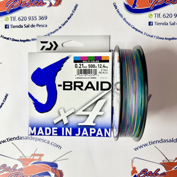 HILO TRENZADO DAIWA JAPAN J-BRAID 4X 0,21MM. MULTICOLOR 500MT.