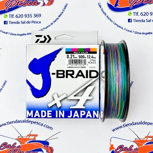 HILO TRENZADO DAIWA JAPAN J-BRAID 4X 0,21MM. MULTICOLOR 500MT.