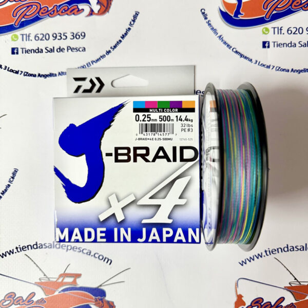 HILO TRENZADO DAIWA JAPAN J-BRAID 4X 0,25MM. MULTICOLOR 500MT.