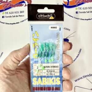 MUESTRAS DE PLUMAS ASARI MINI FLASHING LARVAS NUM. 2 VERDES