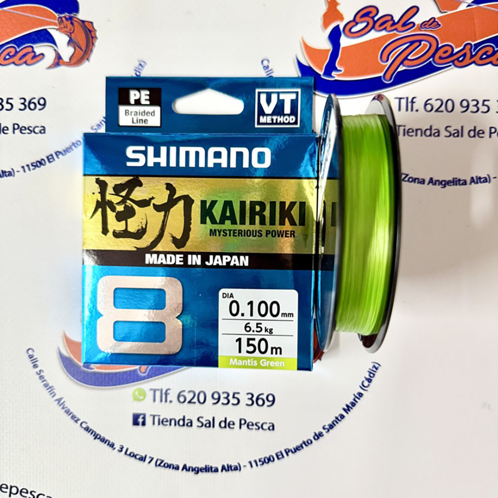 HILO TRENZADO SHIMANO KAIRIKI 8 0,10MM. 150MT. VERDE - Sal de Pesca