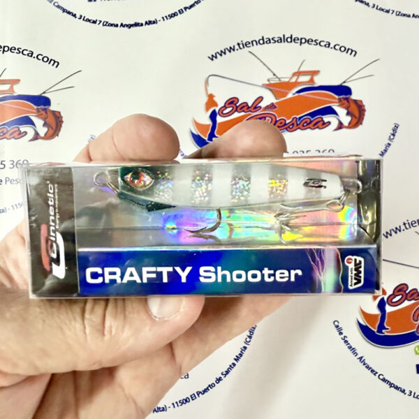 MUESTRA JIG CINNETIC CRAFTY SHOOTER 60GR. COLOR GLOW ZEBRA SILVER - Imagen 2