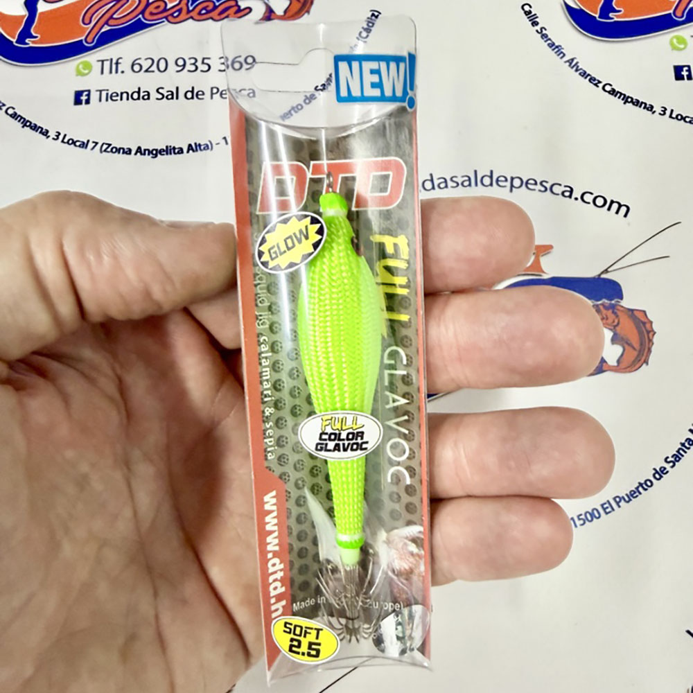 MUESTRA CALAMAR DTD SOFT FULL GLAVOC COLOR FLUOR GREEN TAMAÑO 2.5