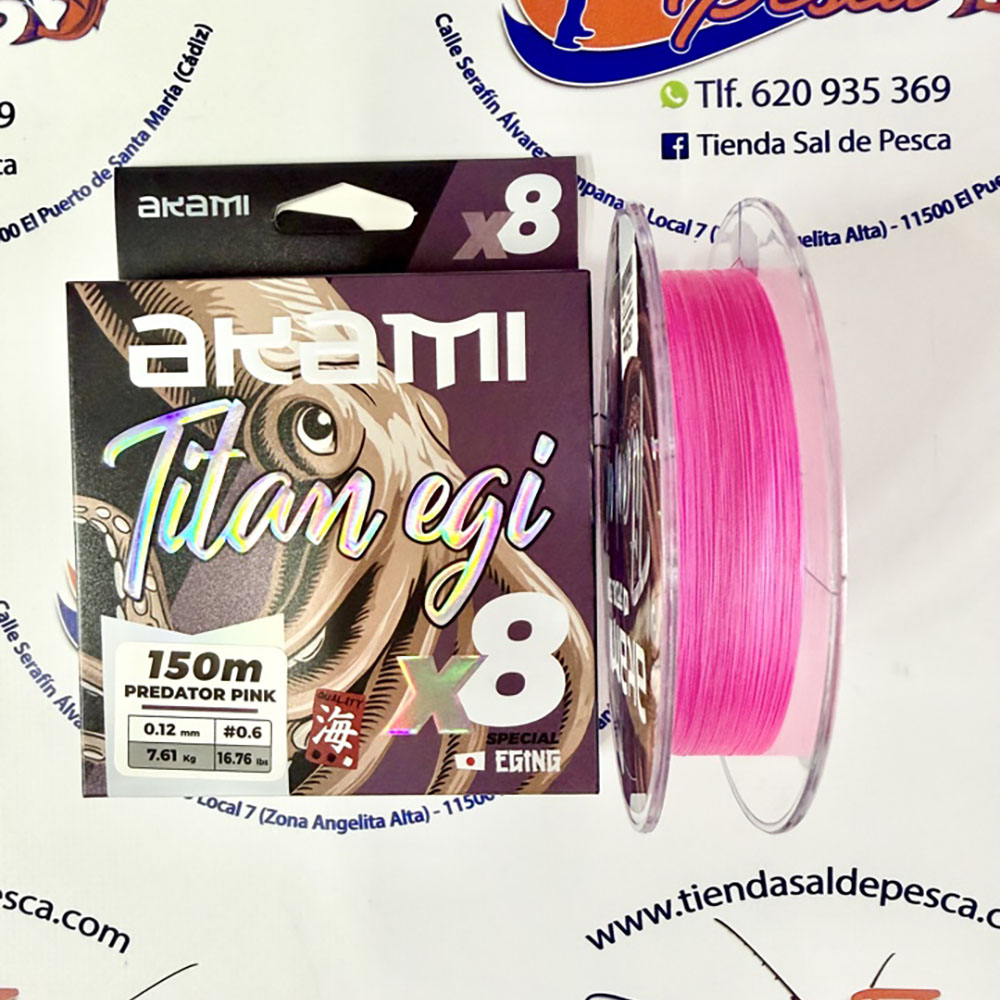 HILO TRENZADO AKAMI TITAN EGI 8X 150MT. 0,12MM. PINK
