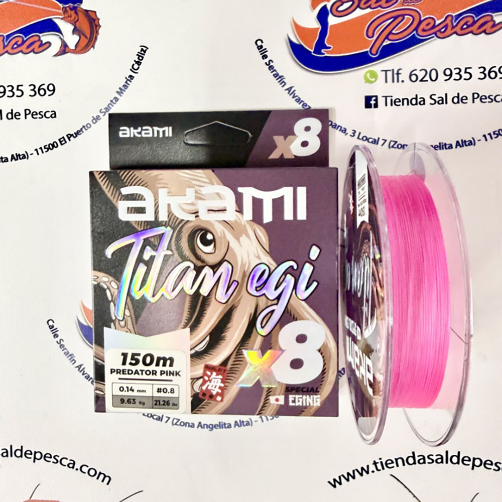 HILO TRENZADO AKAMI TITAN EGI 8X 150MT. 0,14MM. PINK