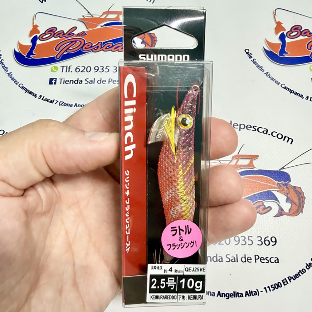 MUESTRA CALAMAR SHIMANO SEPHIA CLINCH FB RATTLE 2.5 10GR. KEIMURA RED