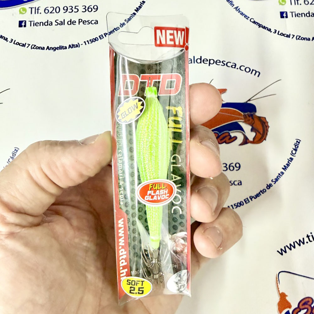 MUESTRA CALAMAR DTD SOFT FULL FLASH GLAVOC COL. FLUO GREEN TAMAÑO 2.5