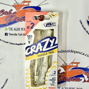 SEÑUELO FIIISH CRAZY PADDLE TAIL 120 DOBLE COMBO OFF SHORE 15GR. KHAKI