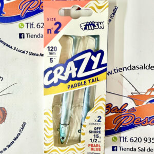 SEÑUELO FIIISH CRAZY PADDLE TAIL 120 DOBLE COMBO OFF SHORE 15GR. PBLUE
