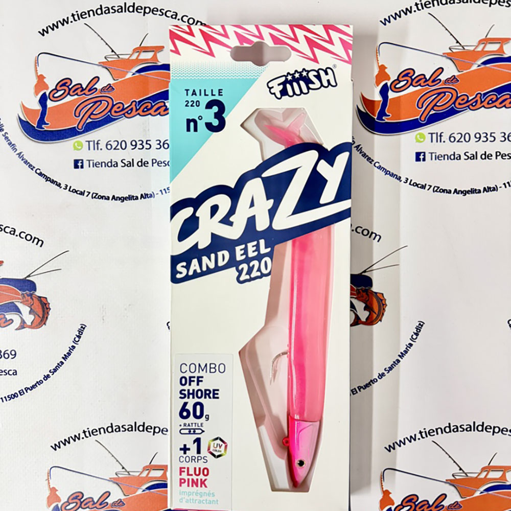 SEÑUELO FIIISH CRAZY SAND EEL 220 COMBO OFF SHORE 30GR. FLUO PINK-UV