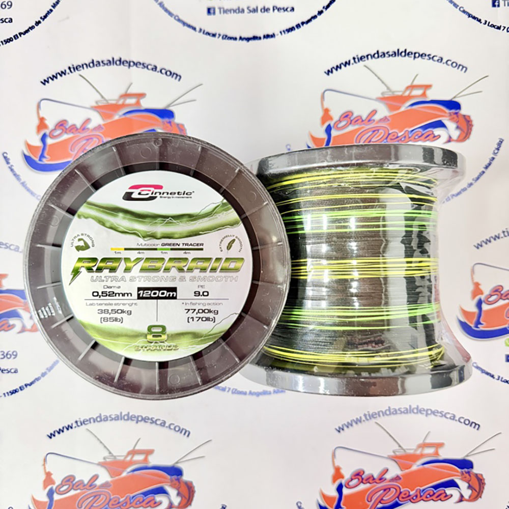 HILO TRENZADO CINNETIC RAYBRAID 8X 1200MT. 0,52MM. MULTICOLOR