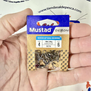 EMERILLON MOSQUETON MUSTAD QUICKKLIP W/BALL BEARING NUM. 4 75LB/34KG.