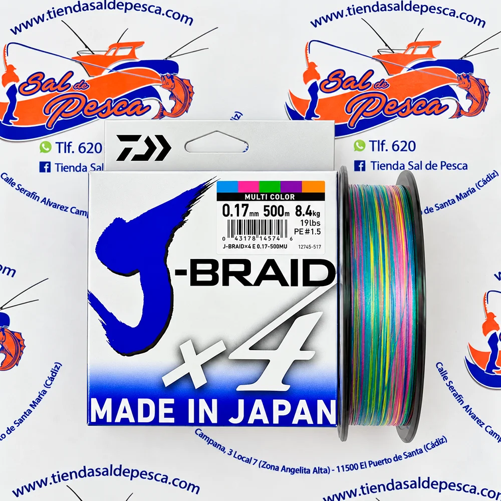 HILO TRENZADO DAIWA JAPAN J-BRAID 4X 0,17MM. MULTICOLOR 500MT.