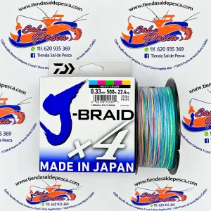 HILO TRENZADO DAIWA JAPAN J-BRAID 4X 0,33MM. MULTICOLOR 500MT.