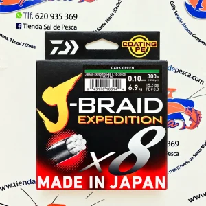 HILO TRENZADO DAIWA JAPAN J-BRAID EXP. 8X 0,10MM. DARK GREEN 300MT.