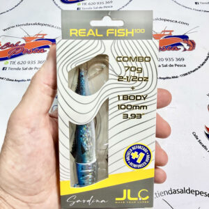 MUESTRA VINILO JIGGING JLC REAL FISH COMBO+1 CUERPO 70GR. SARDINA