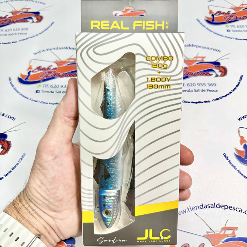 MUESTRA VINILO JIGGING JLC REAL FISH COMBO+1 CUERPO 130GR. SARDINA