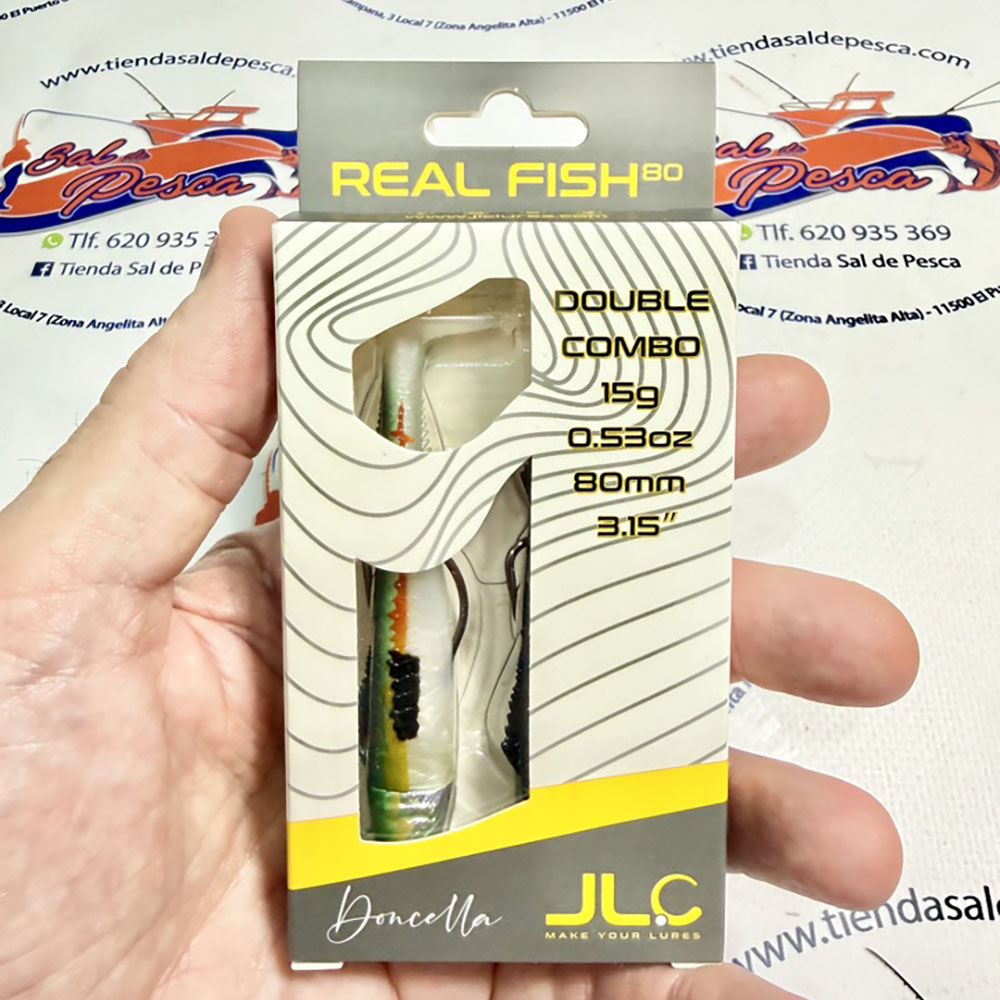 MUESTRA VINILO SPIN JLC REAL FISH DOBLE COMBO 15GR. DONCELLA