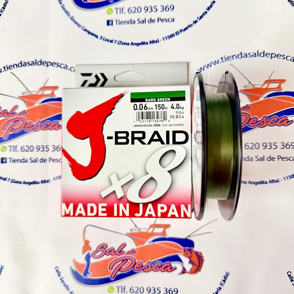 HILO TRENZADO DAIWA J-BRAID 8X 150MT. 0,06MM. COLOR VERDE