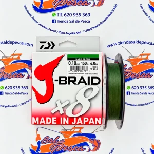 HILO TRENZADO DAIWA J-BRAID 8X 150MT. 0,10MM. COLOR VERDE