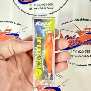 MUESTRA CALAMAR RAGOT BEGIX PEZ S COLOR ORANGE PINK NAT 10CM. 10GR.