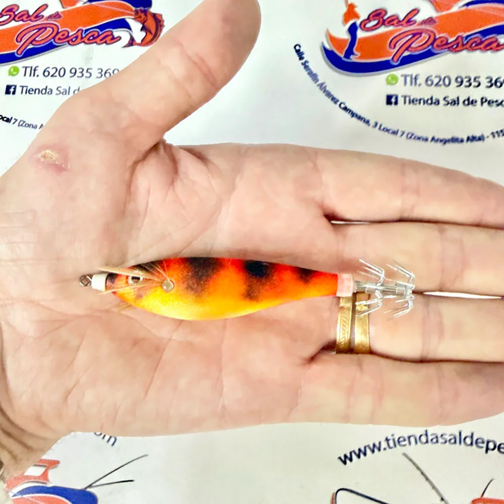 MUESTRA CALAMAR RAGOT BEGIX PEZ S COLOR ORANGE BLACK NAT 10CM. 10GR. - Imagen 2