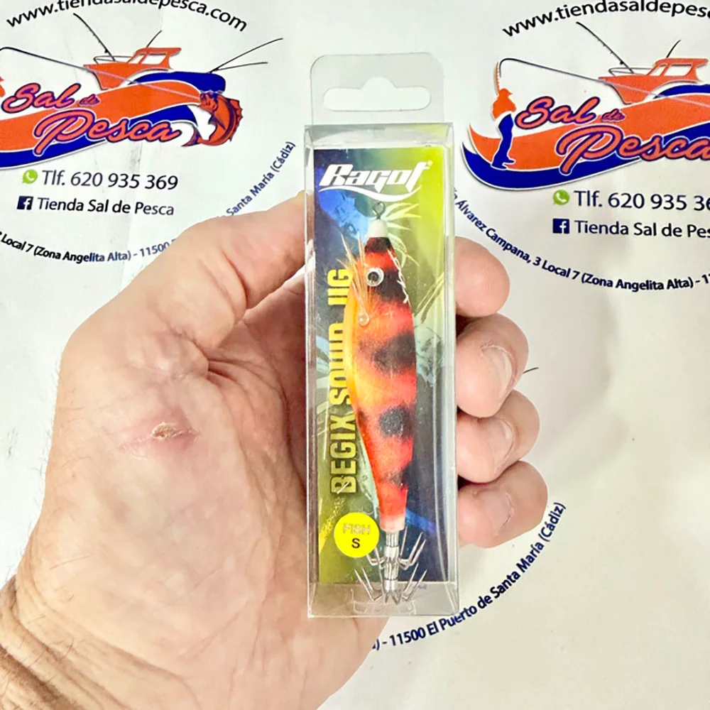 MUESTRA CALAMAR RAGOT BEGIX PEZ S COLOR ORANGE BLACK NAT 10CM. 10GR.