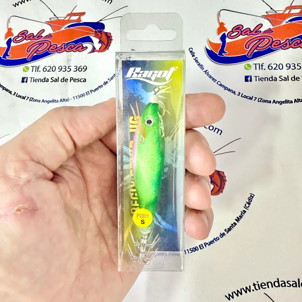 MUESTRA CALAMAR RAGOT BEGIX PEZ S COLOR GREEN PINK NAT 10CM. 10GR.
