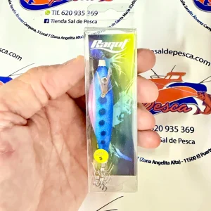 MUESTRA CALAMAR RAGOT BEGIX PEZ S COLOR BLUE PINK DOTS NAT 10CM. 10GR.