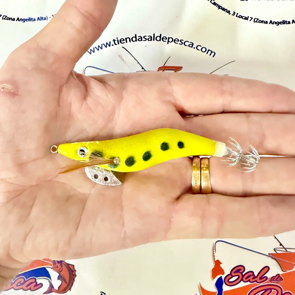 MUESTRA CALAMAR RAGOT BEGIX EGI 2.5 COLOR YELLOW DOTS NAT 10CM. 13GR. - Imagen 2