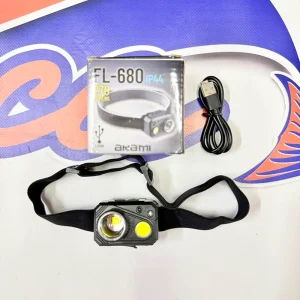 LINTERNA FRONTAL DE PESCA AKAMI L-680 RECARGABLE USB 270 LÚMENES