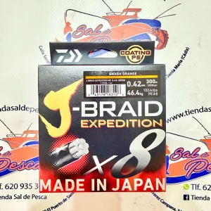 HILO TRENZADO DAIWA JAPAN J-BRAID EXP. 8X 0,42MM. NARANJA 300MT.