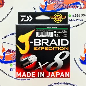 HILO TRENZADO DAIWA JAPAN J-BRAID EXP. 8X 0,06MM. DARK GREEN 300MT.