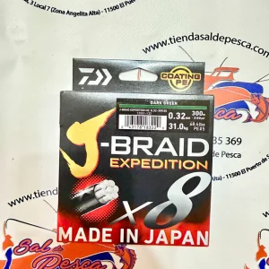 HILO TRENZADO DAIWA JAPAN J-BRAID EXP. 8X 0,32MM. DARK GREEN 300MT.