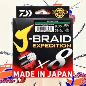 HILO TRENZADO DAIWA JAPAN J-BRAID EXP. 8X 0,35MM. DARK GREEN 300MT.