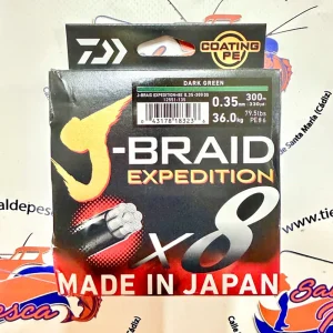 HILO TRENZADO DAIWA JAPAN J-BRAID EXP. 8X 0,35MM. DARK GREEN 300MT.