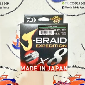HILO TRENZADO DAIWA JAPAN J-BRAID EXP. 8X 0,42MM. DARK GREEN 300MT.