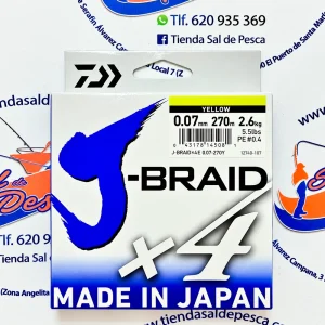 HILO TRENZADO DAIWA JAPAN J-BRAID 4X 0,07MM. AMARILLO 270MT.
