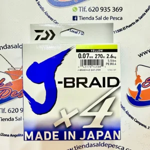 HILO TRENZADO DAIWA JAPAN J-BRAID 4X 0,07MM. AMARILLO 270MT.