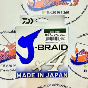HILO TRENZADO DAIWA JAPAN J-BRAID 4X 0,07MM. VERDE 270MT.