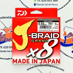 HILO TRENZADO DAIWA JAPAN J-BRAID GRAND 8X 0,06MM. GRIS 270MT.