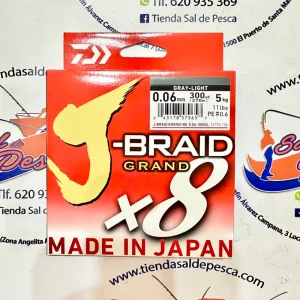 HILO TRENZADO DAIWA JAPAN J-BRAID GRAND 8X 0,06MM. GRIS 270MT.
