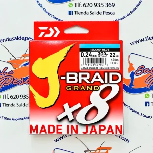 HILO TRENZADO DAIWA JAPAN J-BRAID GRAND 8X 0,24MM. AZUL 270MT.