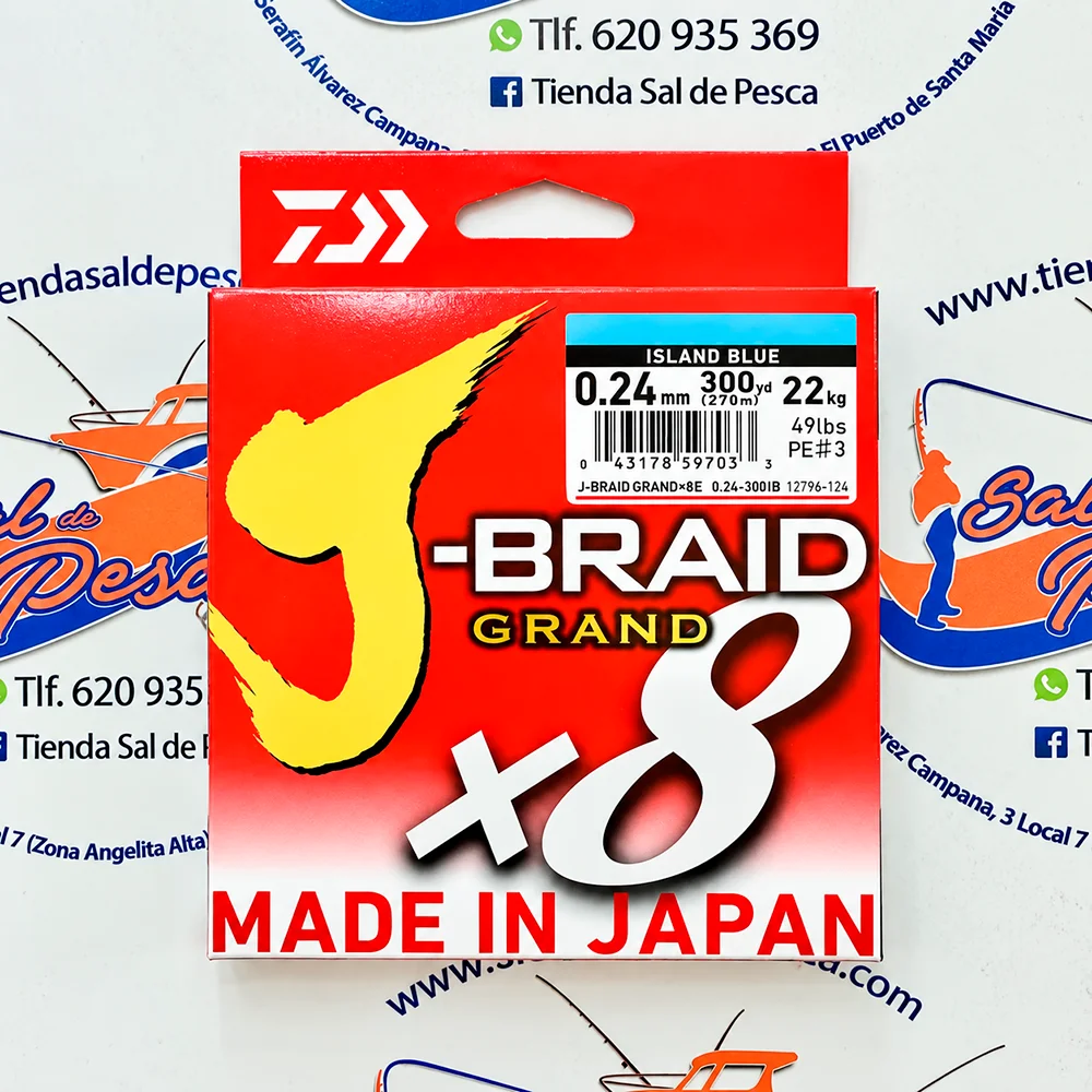 HILO TRENZADO DAIWA JAPAN J-BRAID GRAND 8X 0,24MM. AZUL 270MT.